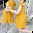 thumbnail image 4 of LIIPEE Girls Dresses Summer Fashion Solid Color Turndown Collar Button Ruffled Sleeveless Dress Kids Classic A-Line Princess Dresses,Yellow,5-6 Years, 4 of 4