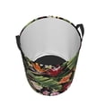 thumbnail image 3 of Goofa Watercolor Tropical Flowers Printed Circular Hamper,Laundry Basket with Handles,Storage Baskets Foldable,Large Capacity Laundry Hamper-Small, 3 of 8