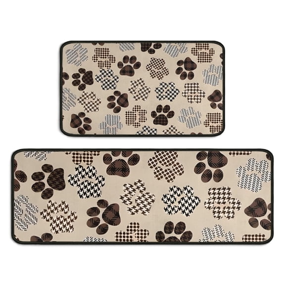 Paw Print Kitchen Rugs Sets Of 2,Anti Fatigue Kitchen Mat Rugs Non Slip Washable,Decorative Kitchen Floor Mats for Kitchen,Sink,Laundry,17"X30" 17"X47"