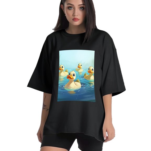 Plus Size Shirt for Women Black Tops for Women Short Sleeves Shirt for Women Duck T Shirt Crewneck Shirt for Women XS