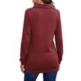 thumbnail image 4 of NFTOEIULA Women Cowl Neck Buttons Long Sleeve Midi Length Sweatshirt, 4 of 6