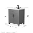 thumbnail image 4 of Beckett 30" Dark Gray Single Vanity & White Quartz Top (3-Hole) & Black Trim, 4 of 5
