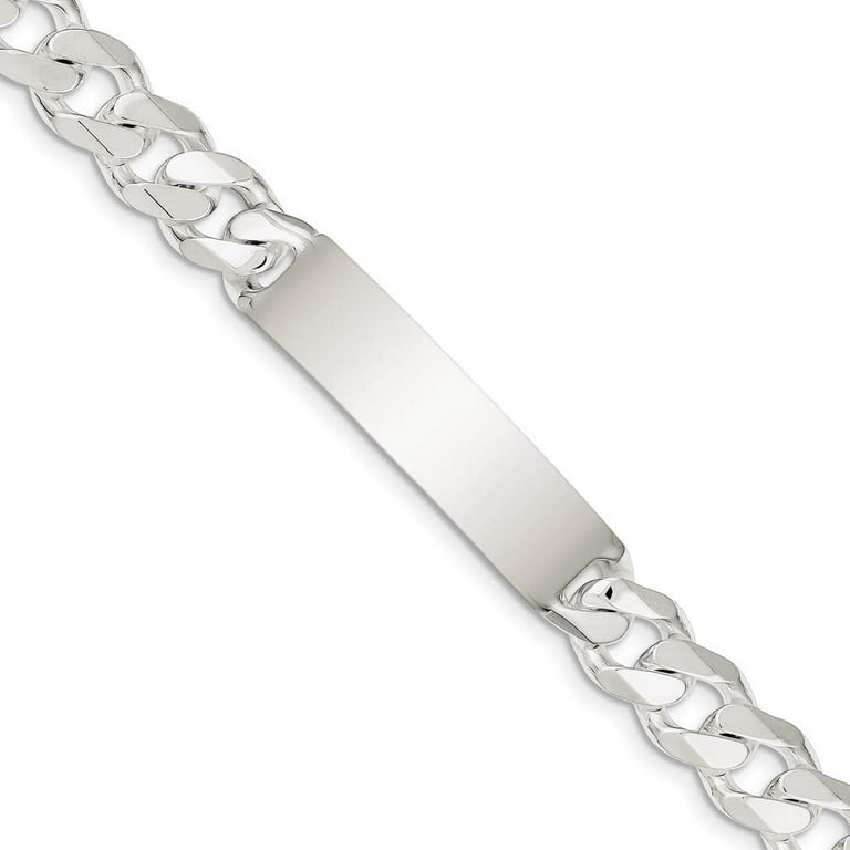 925 Sterling Silver 10mm Curb ID Chain Bracelet - Walmart.com