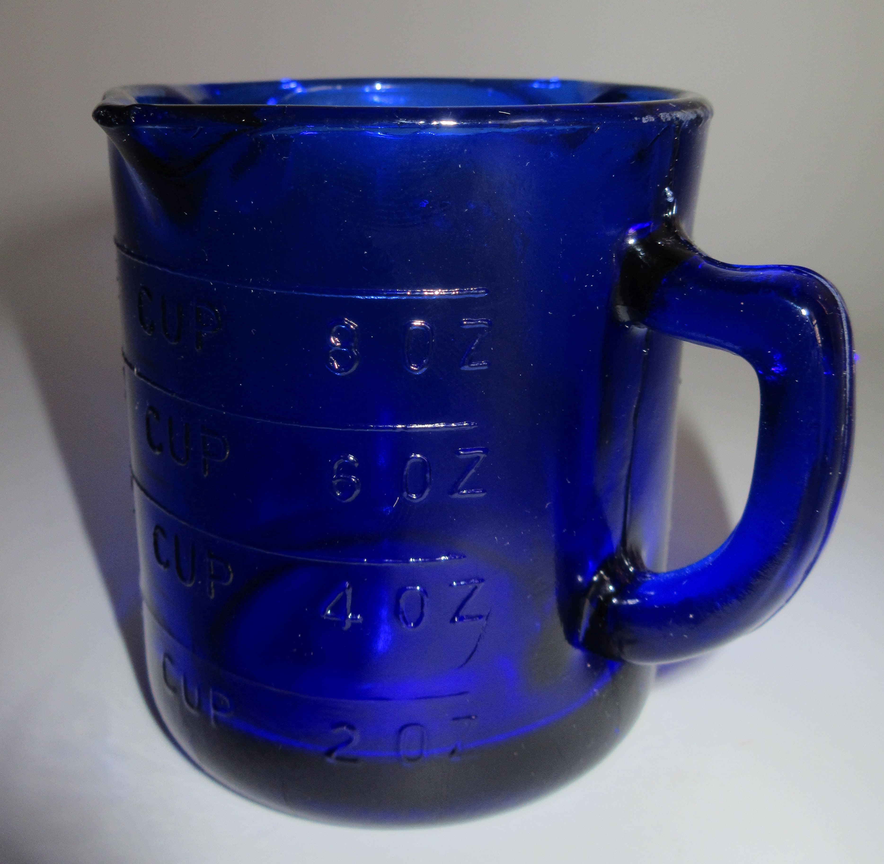 Cobalt Blue Glass Measuring Cup Set Dark Blue Glass Vintage Style Glassware  
