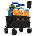 thumbnail image 1 of Folding Garden Wagon – Heavy Duty 440 lb Load, 150L – 7" PVC Wheels – Collapsible Handcart – Drink Holders & Side Pockets – Grocery, Camping & Outdoor, 1 of 7