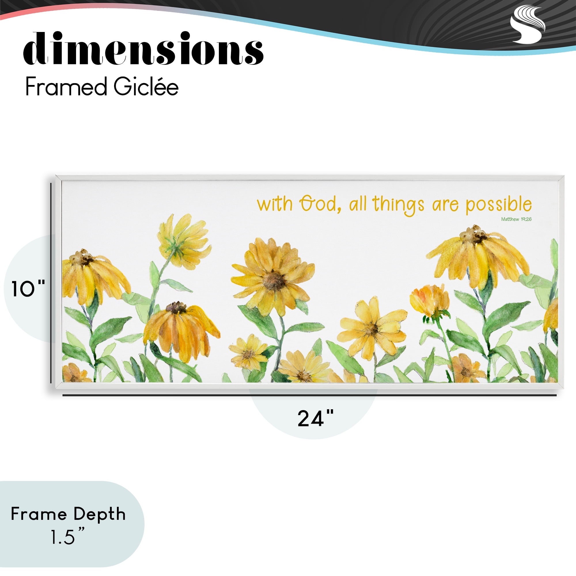 Stupell Industries With God Proverb & Daisies White Framed Giclee Art, design by Lanie Loreth