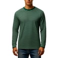 thumbnail image 4 of Mens Striped Long Sleeve Crewneck T Shirts Casual Party Soft Fashion Tee Top Dark Green XL, 4 of 4