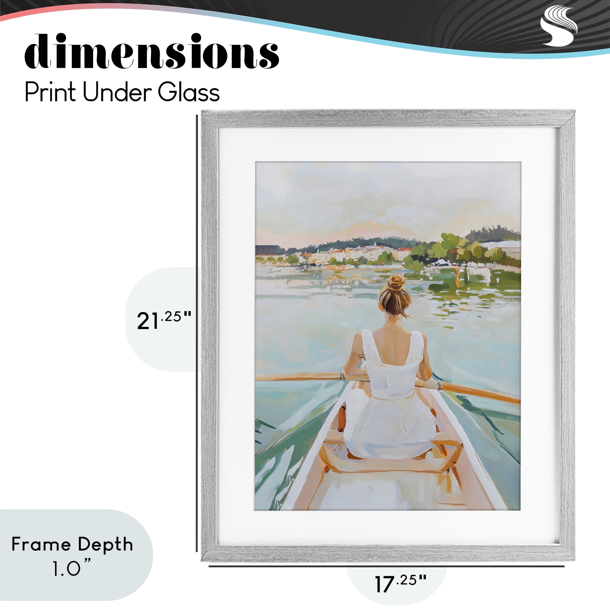 Stupell Industries Girl In Peaceful Canoe Ride Gray Framed Print Under Glass, design by The Prints Vibe