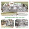 thumbnail image 5 of Bellemave Twin Size Floor Bed with Door and Fence Floor Bed with Bed Slats Sturdy Wood Floor Bed Montessori Bed Frame(Twin, Gray), 5 of 11