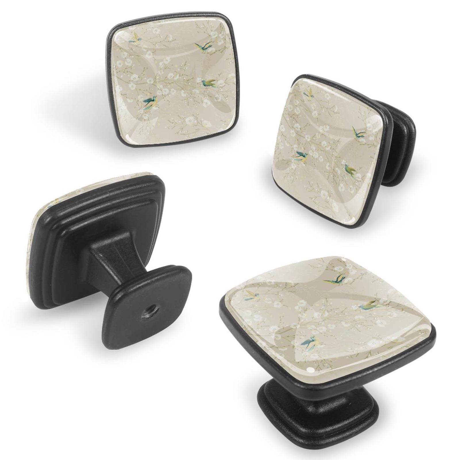 4 Pcs Cabinet Handle Drawer Pulls Spring Bird Knobs with Screws Square Furniture Office Cabinet Knob Decoration