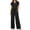 Black, variant on Womens 2 Piece Summer Outfit Lounge Set Short Sleeve V Neck Top and Drawstring Wide Leg Pant Set Tracksuit Travel Matching Outfit