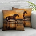 thumbnail image 3 of Orinice Horse Beach Sunset Graphic Decorative Cushion Throw Pillow Cover Short Plush Summer Square 1PC 12x12in, 3 of 5