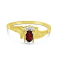 thumbnail image 6 of 14k Yellow Gold Oval Garnet And Diamond Satin Finish Ring, 6 of 6