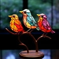 thumbnail image 3 of Stained Glass Birds on Branch Desktop Ornaments,Handmade Stained Glass Bird Suncatche,Double Sided Multicolor Style Birds Colors Alloy Ornaments,Suitable Home Patio and Bird Lover, 3 of 4