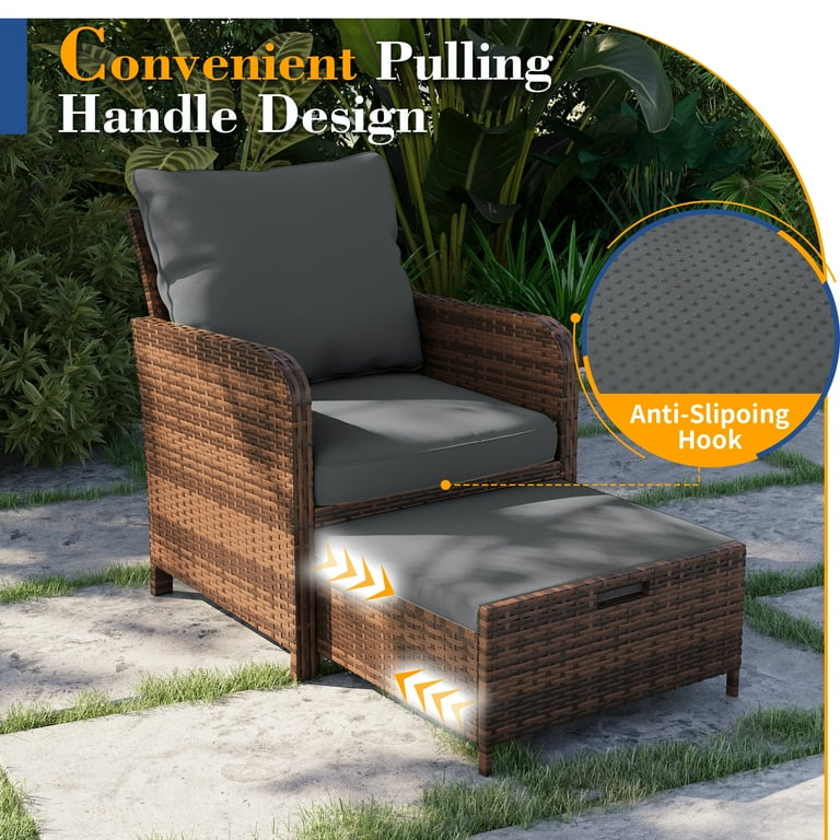 Outdoor chair with nesting ottoman discount