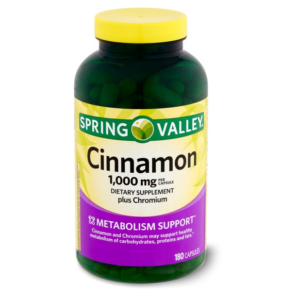 Spring Valley Cinnamon Plus Chromium Dietary Supplement, 1,000 mg, 180
