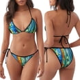thumbnail image 3 of KLL Bright Paper Cactus Scene Print Bikini Set for Women,String Two Piece Halter Top Triangle Bikini Set with Tie Side Bottom Sexy Swimsuit Bathing Suits, 3 of 6