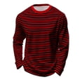 thumbnail image 2 of YMNXA Toddlers Kids Boys T Shirts Long Sleeve Round Neck Striped Print Comfortable Breathable Layering Top For Casual Daily Wear,Red,9-10 Years, 2 of 6