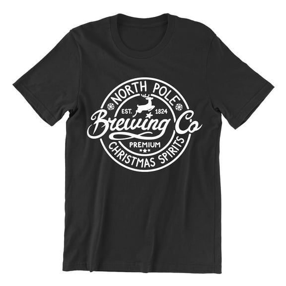 Christmas North Pole Brewing Co Christmas Spirits Shirt Unisex Men's T-shirt For Men, 2XL, Black