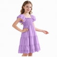 thumbnail image 5 of Larisalt Girls Summer Elegant Dresses Flutter Sleeve Boho Dress Casual Sundress for Girls 3-7T, 5 of 6