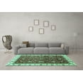 thumbnail image 3 of Ahgly Company Machine Washable Indoor Round Abstract Turquoise Blue Modern Area Rugs, 3' Round, 3 of 4