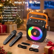 JYX Karaoke Machine for Adult, Portable Bluetooth Karaoke Speaker with 2 Microphones, Singing Party Speaker with Dj Lights for Outdoor, Home