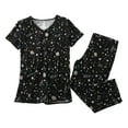 thumbnail image 2 of Comfortable Women's Pajamas Women'S Cotton Pajama Set Cute 2 Piece Set Comfy Summer V Neck Short Sleeve Shirt Capri Sleepwear, Women Pajama Sets XXXL, 2 of 3