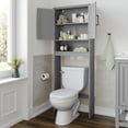 thumbnail image 4 of Flash Furniture Over the Toilet Bathroom Storage Cabinet Organizer with 2 Magnetic Closure Doors, Adjustable Cabinet Shelf, and Open Lower Shelf in Gray, 4 of 13