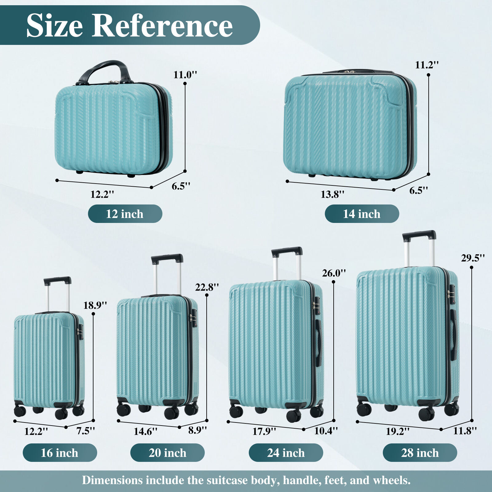 Hardside Luggage 3-Piece Luggage Set, Durable Hardshell ABS Suitcase with Spinner Wheels, TSA Lock, Side Hooks, Lightweight Carry-On & Checked Luggage,Hardside Carry On Luggage