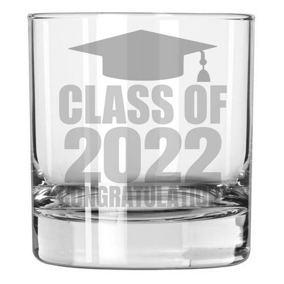 class of 2022 Graduation gift present for students high school college 10 oz rock whiskey glass