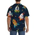 thumbnail image 5 of Daiia Spaceships and Stars Men's Linen Shirts Short Sleeve Casual Shirts Button Down Shirt for Men Beach Summer Wedding Shirt-Medium, 5 of 7