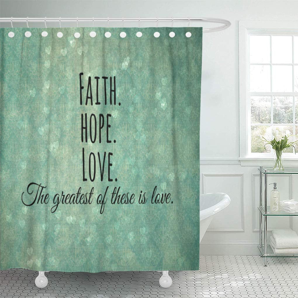 SUTTOM Verses Inspirational Faith Hope Scripture Messages Shower Curtain 66x72 inch