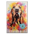 thumbnail image 2 of Bloodhound Dog Flower Canvas Painting Colorfull Canvas Art Prints Bathroom Artwork for Wall Living Room Bedroom Bathroom Wall Art Framed Art Wall Decor 1 inch, 2 of 5