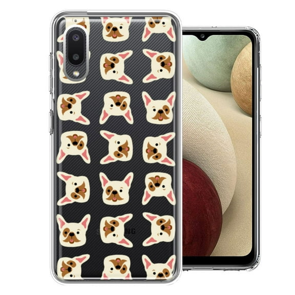 MUNDAZE For Samsung Galaxy A02 Frenchie Bulldog Polkadots Design Double Layer Phone Case Cover