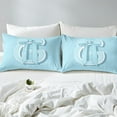 thumbnail image 4 of Erosebridal Monogrammed G Bed Sheets Set Twin Size, Initial Letter Bed Sheets Twin, Blue Bow Reversible Sheet Set Twin, Super Cozy Bedroom Decor, 3 Pieces, 4 of 7