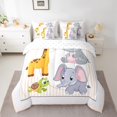 thumbnail image 2 of Feelyou Kawaii Zoo Animal Twin Bedding Sets 7-Piece for Kids, Cute Elephant Giraffe Bedding Comforter Set, Cartoon Turtle Hippo Reversible Sheet Sets, Luxury Bedroom Decor, 2 of 7