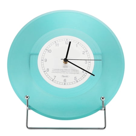 Rupoun 12 Inch / 30.48 cm Vintage Large Round Wall Clock Battery Operated Non Ticking Quartz Decorative Silent Wall Clock Mid-Century Modern Retro Vinyl Record Art Design For Living Room Green