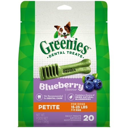 ($5 Gift Card Included) GREENIES Petite Natural Dog Dental Chews Blueberry Flavor, 12 oz. Pack