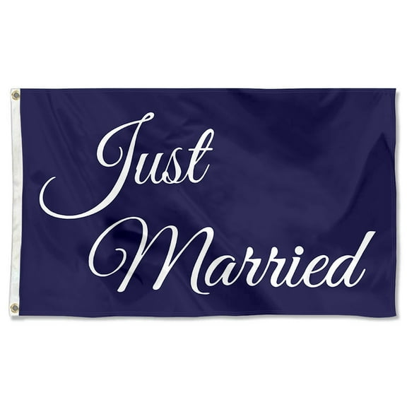 Just Married Flag blue Polyester 3x5 FT banner