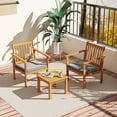 thumbnail image 5 of Costway 3 Piece Acacia Wood Polyester Sponge Outdoor Patio Bar Set, Natural/Gray, 5 of 9