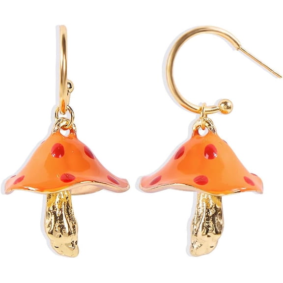 Mushroom Earrings Cute Mushroom Dangle Hoop Earrings Stud Oil Drop Enamel Mushroom Earrings for Women Fantasy Lovely Sen Series Jewelry