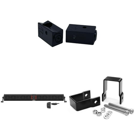 Wet Sounds STEALTH-XT-12-B STEALTH XT 12 Speaker All-In-One Amplified Bluetooth Soundbar With Remote – Black with Slider Brackets and 1.25" Square Clamps