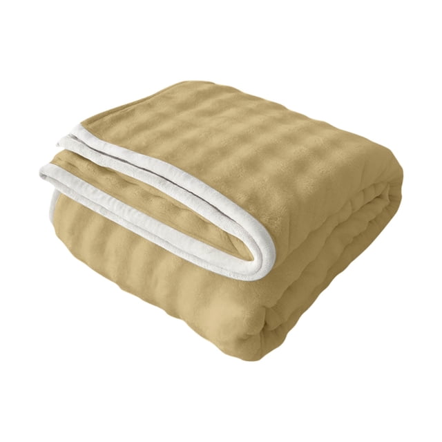 Couverture de Bureau en Molleton Flanelle Réversible Couverture pour Genoux 120 cm x 200 cm Brodée Douce Chaude Usage Intérieur Extérieur