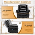 thumbnail image 3 of Manual Massage Recliner with Heating Function, 360° Swivel Glider Rocking Recliner Chair for Living Room, Ergonomic Single Sofa Chair with Remote Control/USB Ports/Side Pockets(Black), 3 of 7
