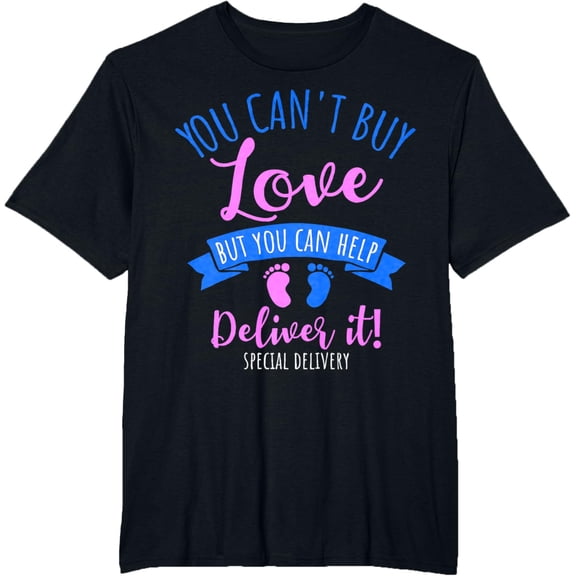 Cute Baby Foot Print Labor and Delivery Nurses T-ShirtMen and women, Black T-shirt, size: Extra large