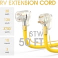 thumbnail image 3 of TOOLIOM 30 Amp Generator Extension Cord, NEMA TT-30P/TT-30R RV Extension Cord, 125V 3750W 10/3 AWG STW Generator Cord with LED Indicator Grip Handle for Generator RV Trailer Campers, UL Listed (50FT), 3 of 8