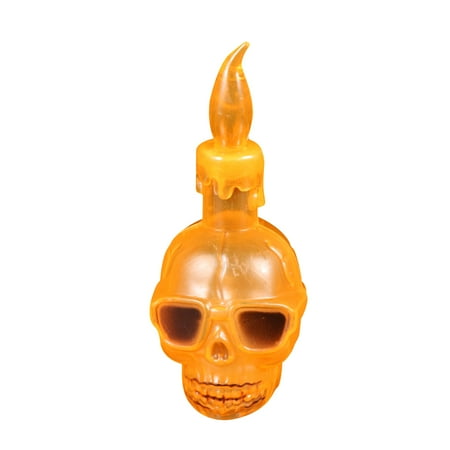 

Hemoton Orange Halloween LED Lamps Glowing Electronic Skull Candle Lights Button Battery Operated Funny Night Lights