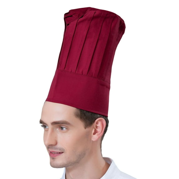 Grofry Chef Hat Unisex Kitchen Hat Hotel Restaurant Cook Cap Pleated Design Waiter Chef Work Cap Topper Hat
