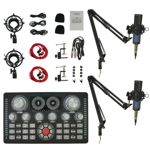 Podcast Equipment Bundle, F11 Microphones for Y12 Live Sound Card, Perfect for Podcasting, Recording, Singing, Streaming