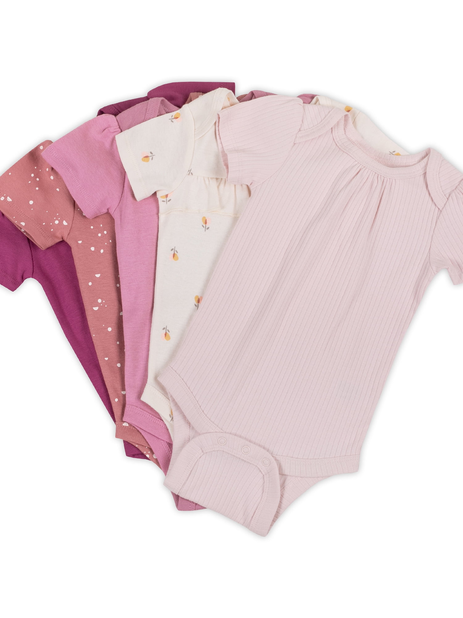 Little Star 100% Organic Cotton 5 Pack Baby Girl Bodysuit
